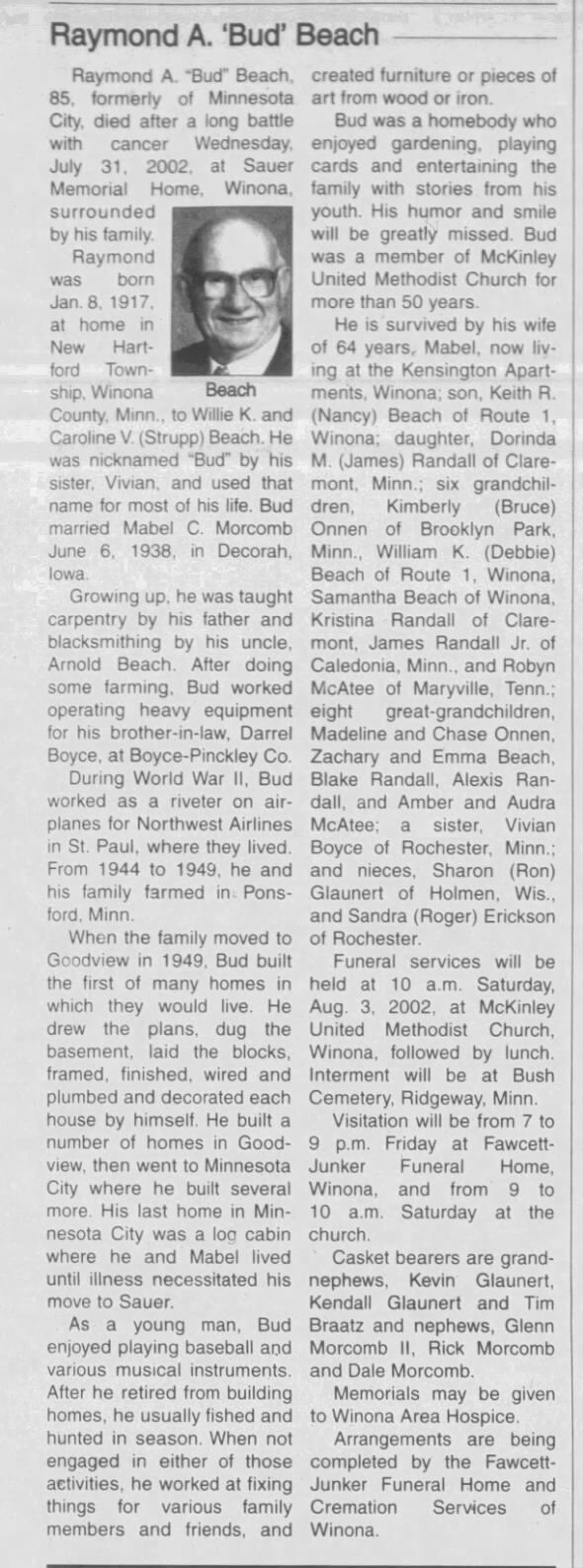 Raymond Beach Obit